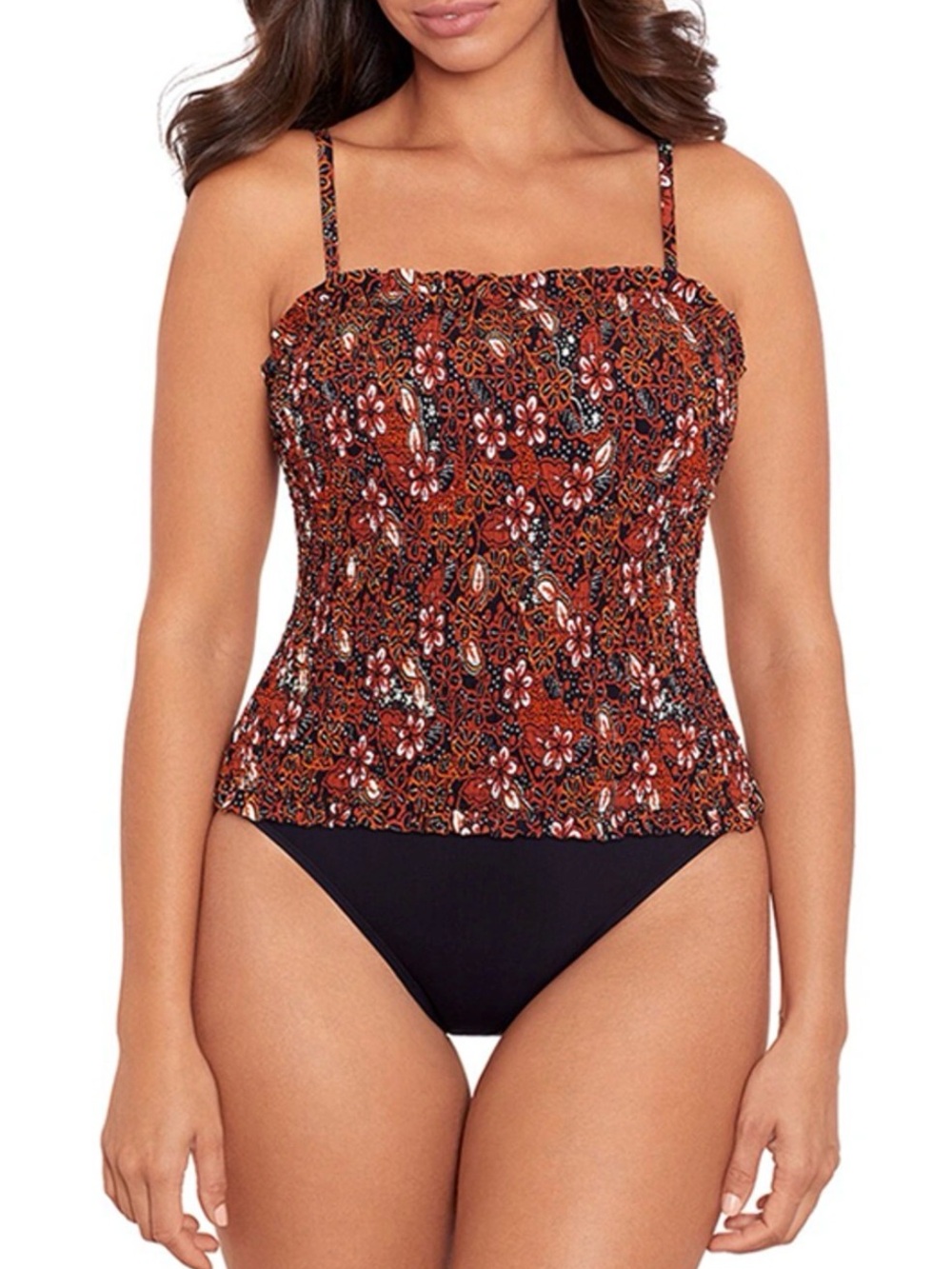 SKINNY DIPPERS BY MIRACLESUIT ONE PIECE SWIMSUIT BLACK BROWN PADDED CUPS WOMENS